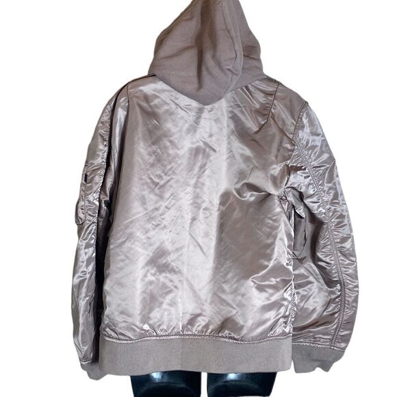 Alpha industries Inc womens bomber jacket satin dusty pink glossy look large - Picture 3 of 8